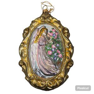 Vtg Kurt Adler Peace On Earth Angel Polonaise Glass Christmas Ornament Large 6"